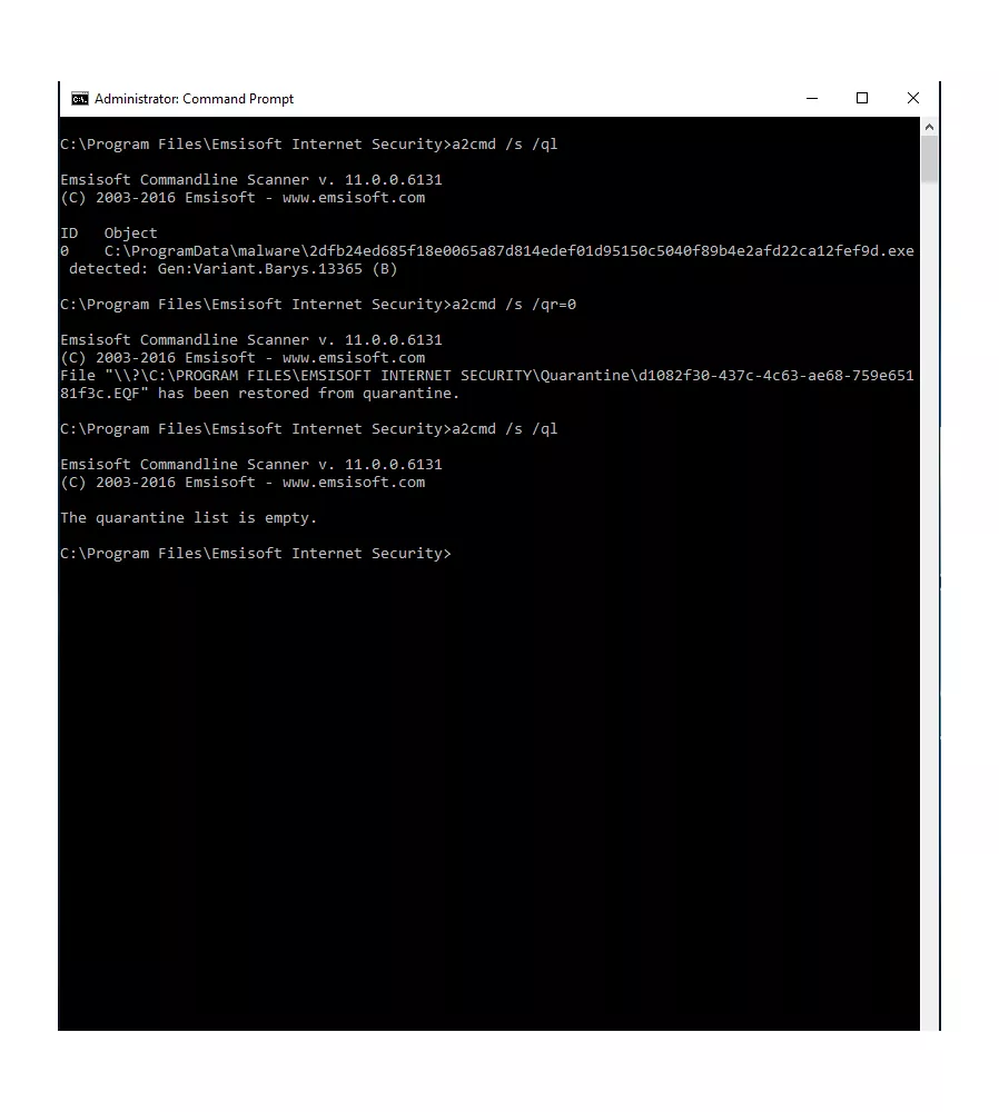 Emsisoft Commandline Scanner